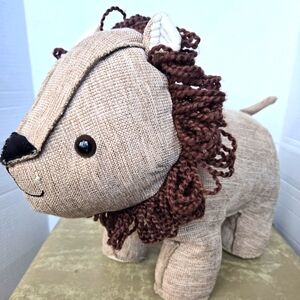 Large Lion 🦁 Soft Plush Toy Yarn Mane Minimalist Modern Nursery Kids Decor